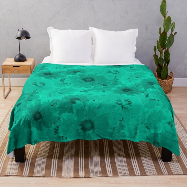 Item preview, Flower Ocean Halfdrop Monochrome Mint Green 00ffce designed and sold by Art in My Loft.