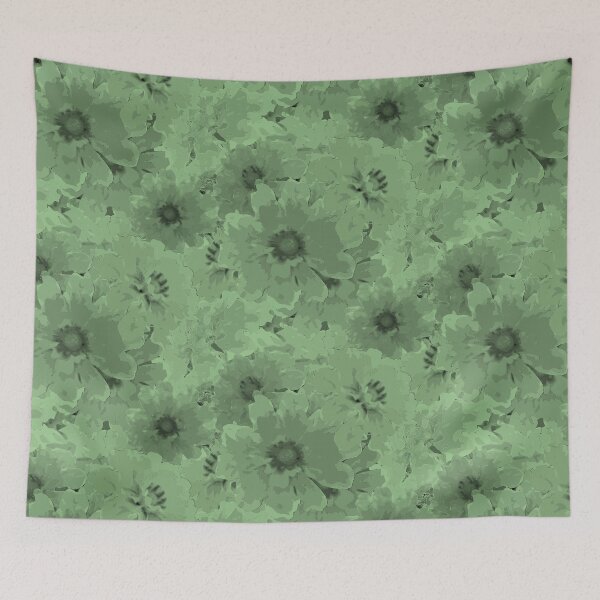 Item preview, Flower Ocean Halfdrop Monochrome Green a8db9b designed and sold by Art in My Loft.