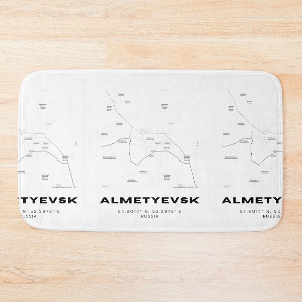 Item preview, Almetyevsk Russia Map – Clean Monochrome City Art designed and sold by RM-Journey.