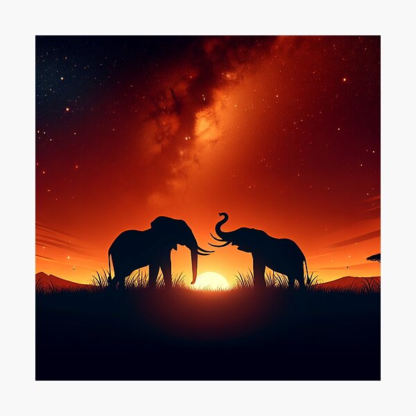 Item preview, Elephants Romantic Sunset designed and sold by JOSIALOGAN.