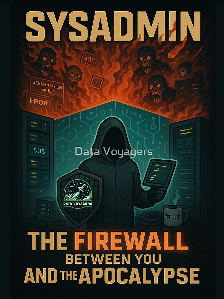 Thumbnail 7 of 7, Oversized T-Shirt, SysAdmin: The Firewall between you and the Apocalypse designed and sold by DataVoyagers.