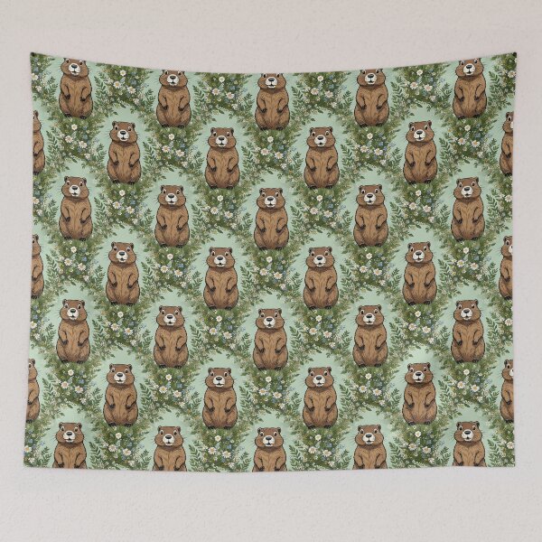 Item preview, Massachusetts Mayflowers and Groundhog Woodchuck Pattern  designed and sold by taiche.