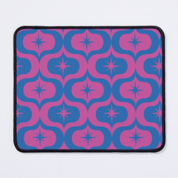 Item preview,  Mid Century Atomic Starbursts on pink and blue Ogee pattern designed and sold by Yasminepatterns .