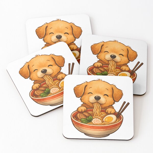 Item preview, Cute little dog eating ramen noodles from bowl designed and sold by Channel1Design.