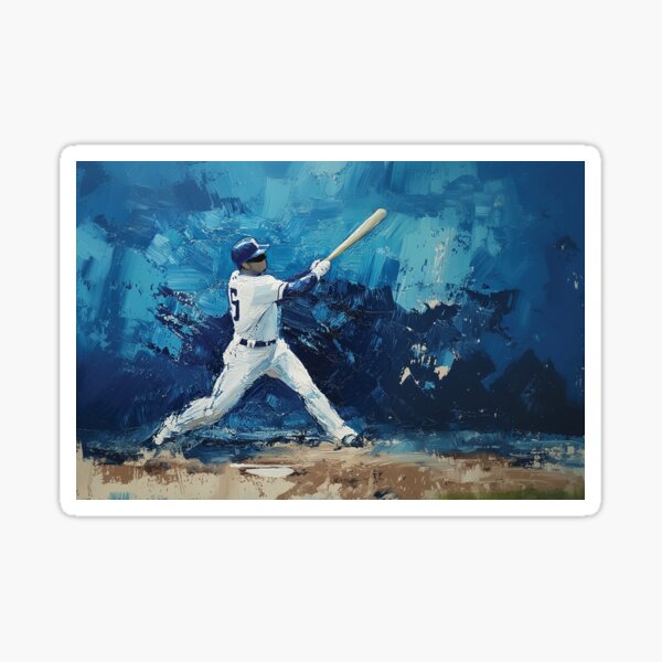 Baseball Player Frozen Swing in Bold Blues Sticker