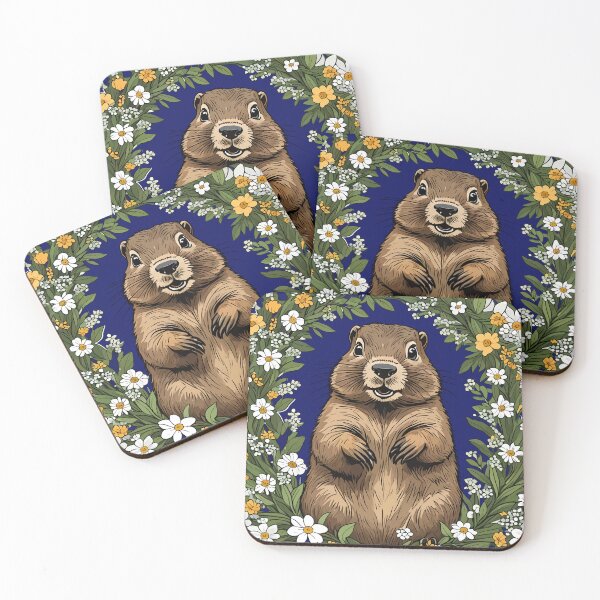 Item preview, Massachusetts Mayflowers and Groundhog Woodchuck 4 designed and sold by taiche.