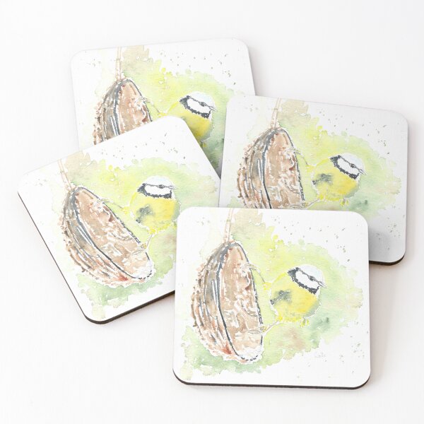 Item preview, Blue-tit on a coconut shell designed and sold by GiselleSellier.
