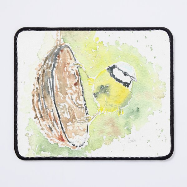 Item preview, Blue-tit on a coconut shell designed and sold by GiselleSellier.