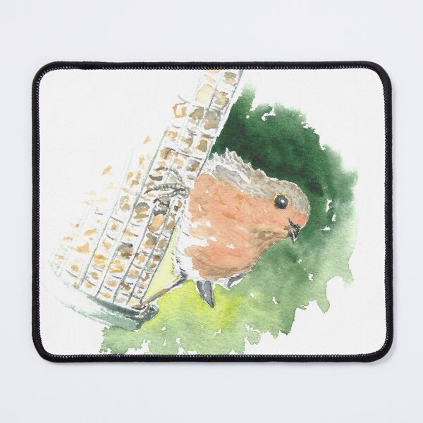 Item preview, Robin on a bird feeder designed and sold by GiselleSellier.