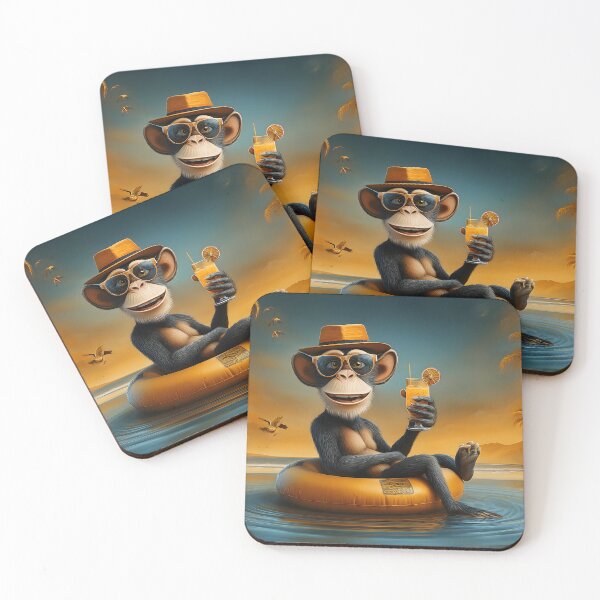 Item preview, Monkey Enjoying Sunny Day Floating in Style at Beach designed and sold by Artessie.