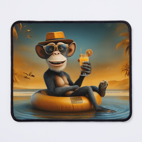 Item preview, Monkey Enjoying Sunny Day Floating in Style at Beach designed and sold by Artessie.