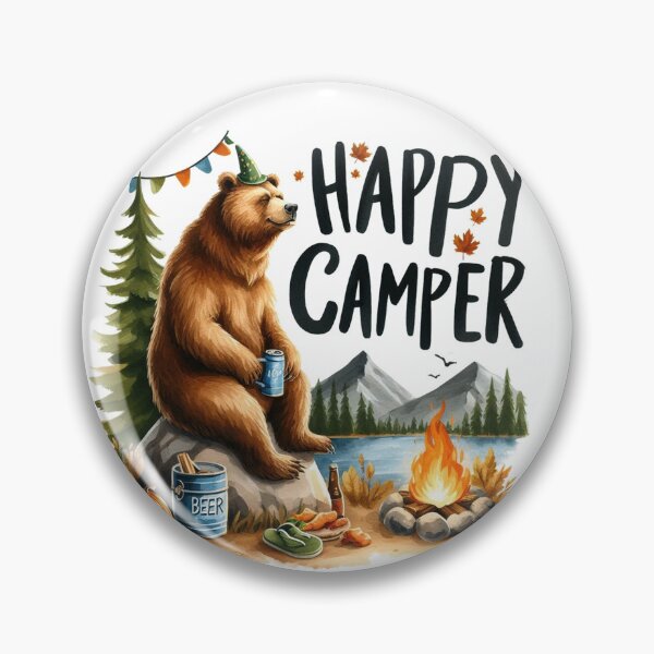 Artikelvorschau, Grizzlybär Happy Camper entworfen und verkauft von clarkfraser.