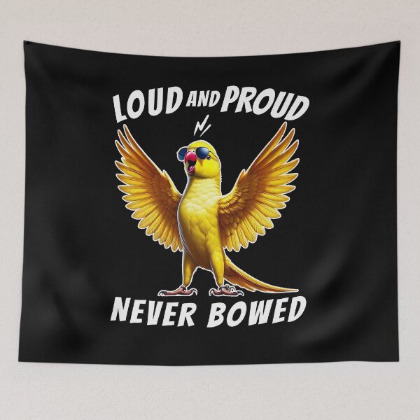 Item preview, Loud and Proud Never Bowed Funny Yellow Ringneck Parakeet Parrot Lover designed and sold by Kimberley King Art  King Art.