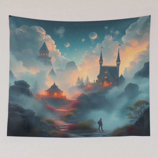 Item preview, Mystical Moonlit Mansion – Magical house under the starry sky designed and sold by FotoworldEdel.