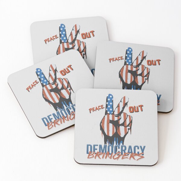 Item preview, peace out! democracy bringers - american flag in victory hand sign graffiti graphic artwork designed and sold by hayrpictures.