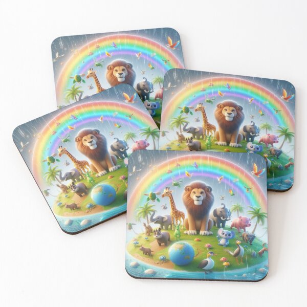 Item preview, Vibrant Wild Animal Kingdom Rainbow - Cheerful Wildlife Scene Art designed and sold by choder61.