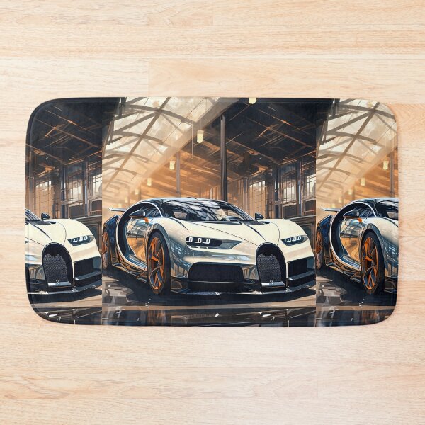 Item preview, French Hypercar Gleaming In Sunlit Industrial Glass Atrium designed and sold by RevUpDesign.
