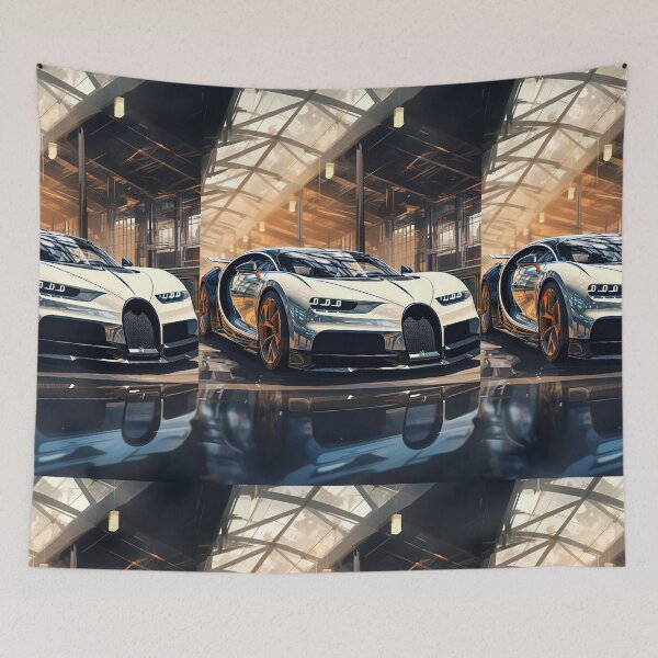 Item preview, French Hypercar Gleaming In Sunlit Industrial Glass Atrium designed and sold by RevUpDesign.