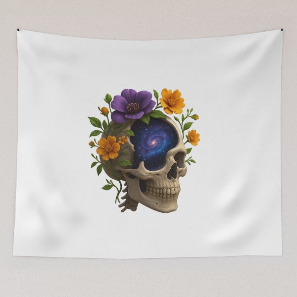 Item preview, Cosmic Bloom Skull – 3D Floral Galaxy Anatomy designed and sold by WolfPixelRo.