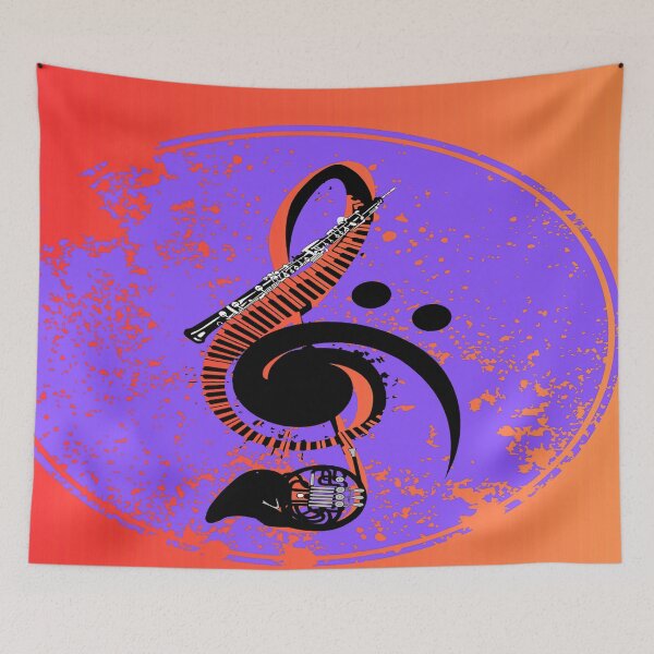 Item preview, Crazy Treble Bass Clefs Oboe French Horn Piano designed and sold by BrightrDayMusicArt.