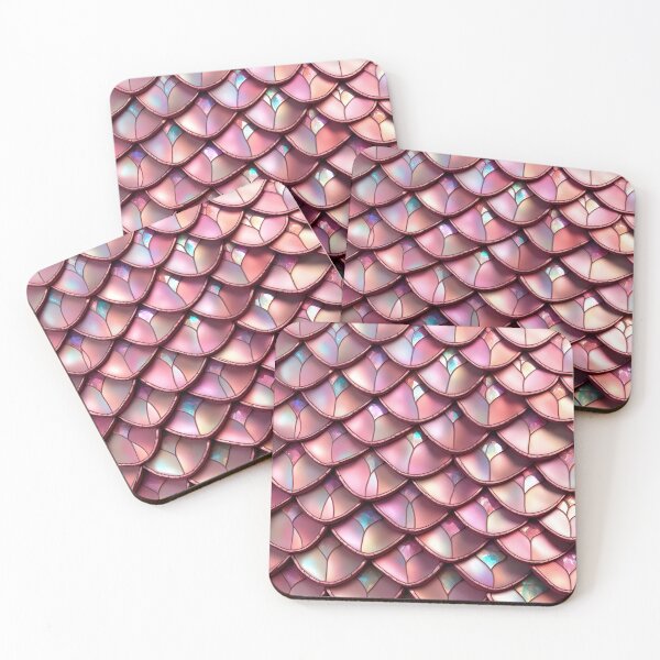 Item preview, MERMAIDS LAIR - BEDAZZLED ROSE PINK OPAL BLING Shimmery Scales Ocean Sea Aquatic Marine Fantasy Girly Girl Beach Cottage Decor designed and sold by Spinning Plates 360.