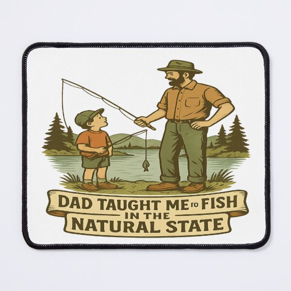 Item preview, Vintage Arkansas Fishing Dad & Kid Lake Scene – Funny Outdoor Design designed and sold by Globalcitytees.