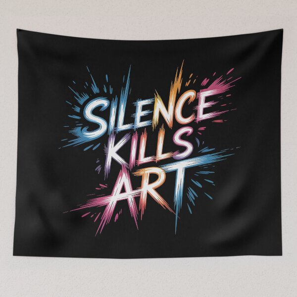 Aperçu de l'œuvre Le silence tue l'art – Conception typographique audacieuse créée et vendue par BrushRushX.