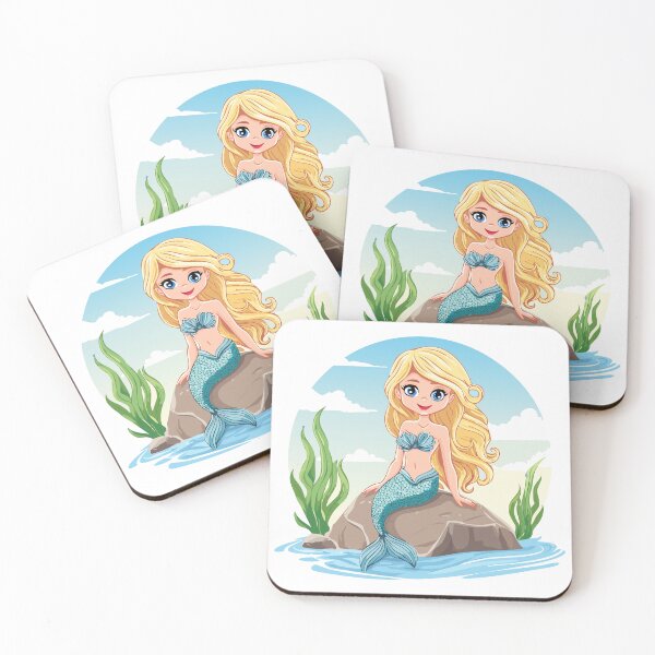 Item preview, Cute mermaid with sitting on stone, Mermaid, Mythical tale character, Little creature in water, underwater siren princess, designed and sold by Danler.