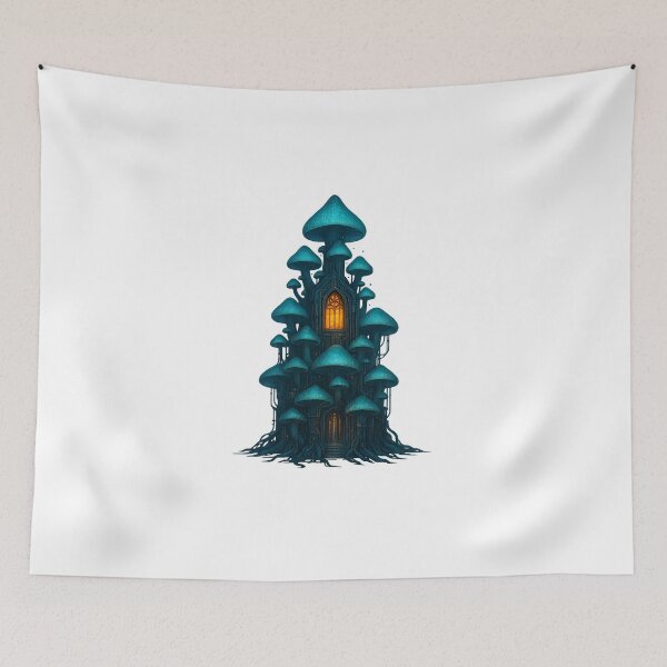 Item preview, Cybernetic Mushroom Cathedral – Futuristic Bioluminescent Fantasy designed and sold by WolfPixelRo.