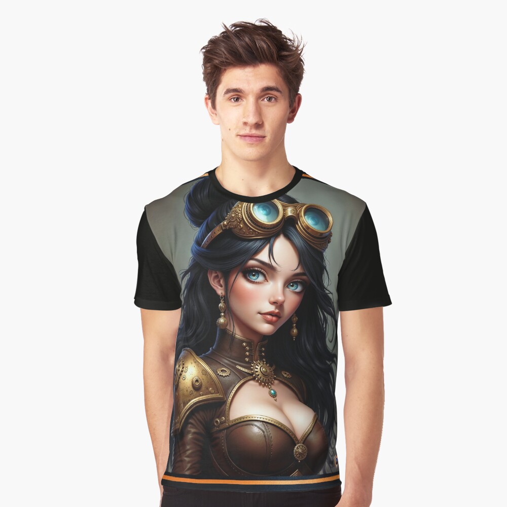 The Mechanical Allure Of Vailin Talowen Steampunk Portrait Bewitching AI Concept Art by Xzendor7 Decorative Art Print Graphic T-Shirt