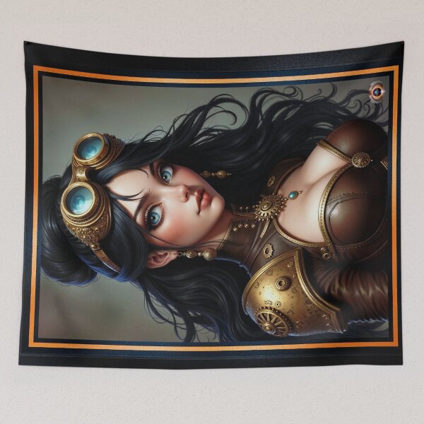 Item preview, The Mechanical Allure Of Vailin Talowen Steampunk Portrait Bewitching AI Concept Art by Xzendor7 designed and sold by Xzendor7 Digital Art Creations.