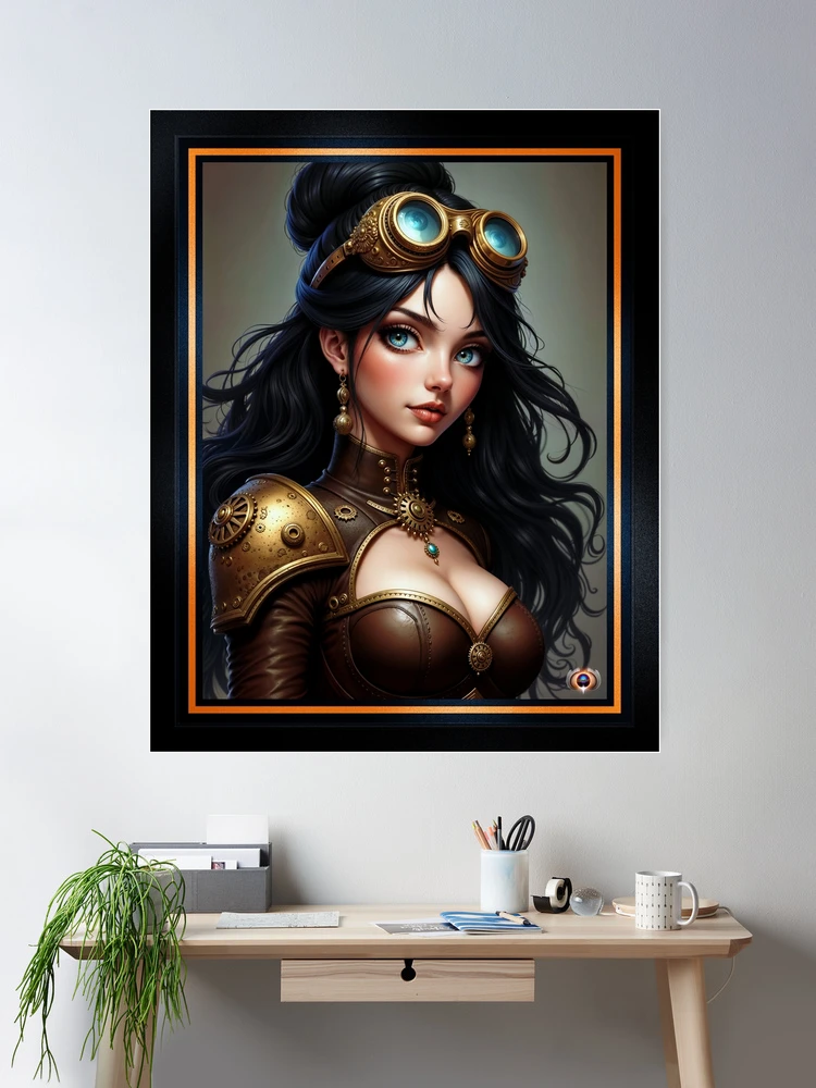The Mechanical Allure Of Vailin Talowen Steampunk Portrait Bewitching AI Concept Art by Xzendor7 Room Decor Poster Art Print