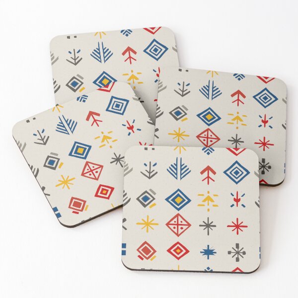 Item preview, Folk Grid of Symbols in Nordic Colors designed and sold by Moisky Patterns.