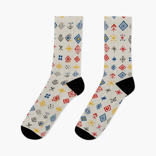 Item preview, Folk Grid of Symbols in Nordic Colors designed and sold by Moisky Patterns.