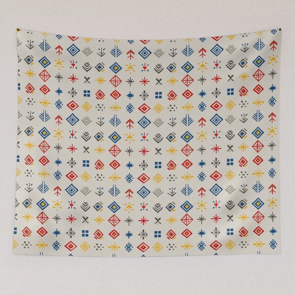 Item preview, Folk Grid of Symbols in Nordic Colors designed and sold by Moisky Patterns.