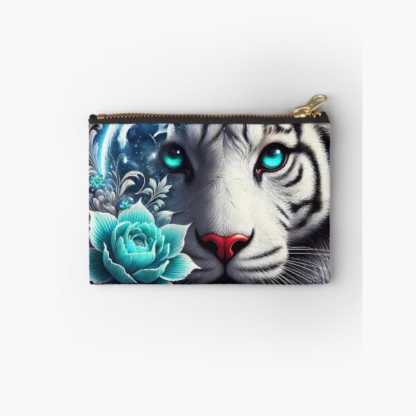 Item preview, White Tiger and Moonlight Montage – Floral Animal Portrait designed and sold by EmeraldeaArt.