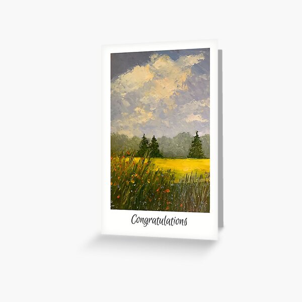 Item preview, Congratulations, with Field and Wildflowers in Summer Painting designed and sold by JoyfulWhimsy.