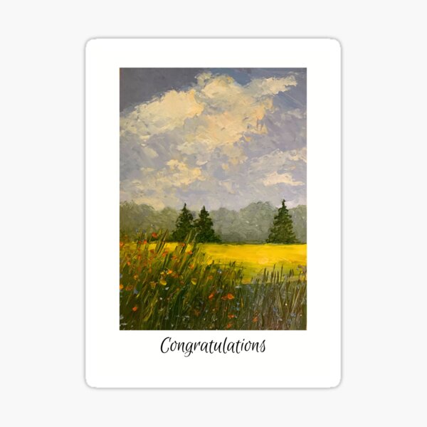 Item preview, Congratulations, with Field and Wildflowers in Summer Painting designed and sold by JoyfulWhimsy.