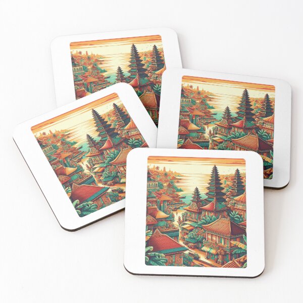Item preview, Denpasar Bali in 80s Style – Retro Tropical Cityscape Design for Apparel, Accessories & Gifts | AI Art for Travel Lovers designed and sold by knalpot-design.