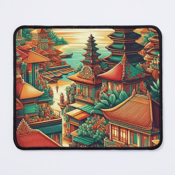 Item preview, Denpasar Bali in 80s Style – Retro Tropical Cityscape Design for Apparel, Accessories & Gifts | AI Art for Travel Lovers designed and sold by knalpot-design.