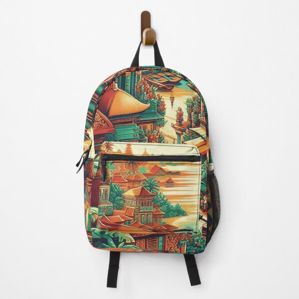 Item preview, Denpasar Bali in 80s Style – Retro Tropical Cityscape Design for Apparel, Accessories & Gifts | AI Art for Travel Lovers designed and sold by knalpot-design.