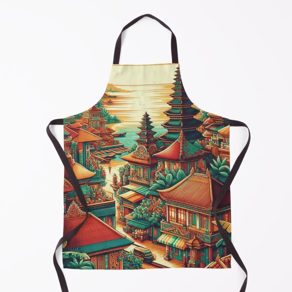 Item preview, Denpasar Bali in 80s Style – Retro Tropical Cityscape Design for Apparel, Accessories & Gifts | AI Art for Travel Lovers designed and sold by knalpot-design.