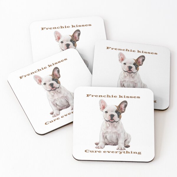 Item preview, White French Bulldog Puppy – Frenchie Kisses Cure Everything designed and sold by Pawtraitvibes.