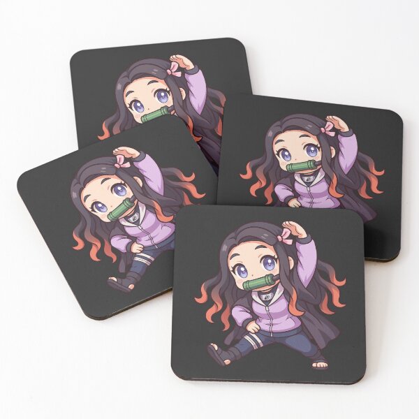 Aperçu de l'œuvre Dessin chibi kawaii de Nezuko et Hinata – Fille démon ninja s'étirant | Design de mashup d'anime créée et vendue par ColorSplash123.