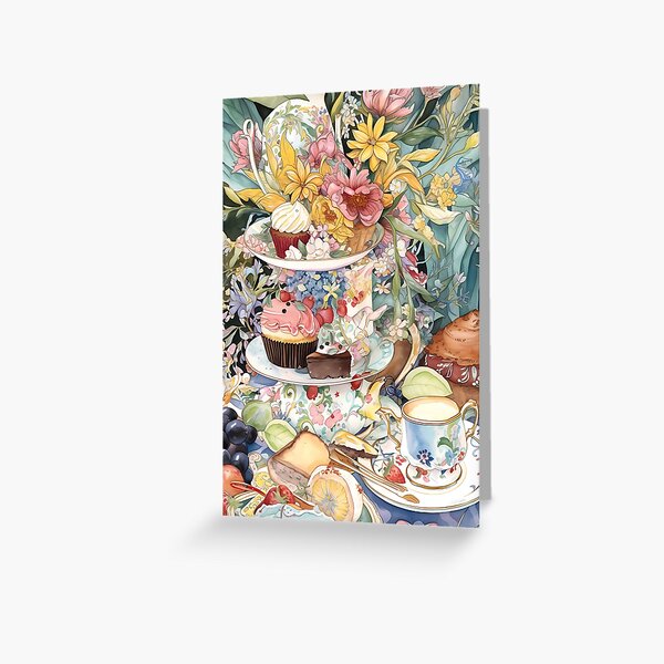 Aperçu de l'œuvre Thé floral élégant de l'après-midi créée et vendue par HappyBlueMilk.