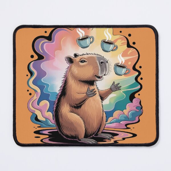 Item preview, Psychedelic capybara juggling coffee cups. designed and sold by Lilashakti ⭐️ ⭐️ ⭐️ ⭐️ ⭐️.