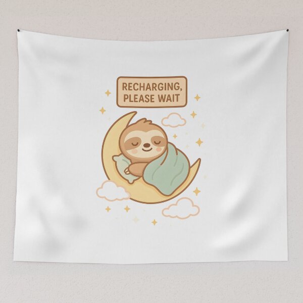 Item preview, Recharging Sloth Sleeping on Moon – Cute Kawaii Design designed and sold by ArtbotsGallery.