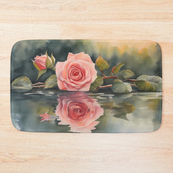 Item preview, Pink Rose with Bud Floating in River designed and sold by CalmnessbyChoice.