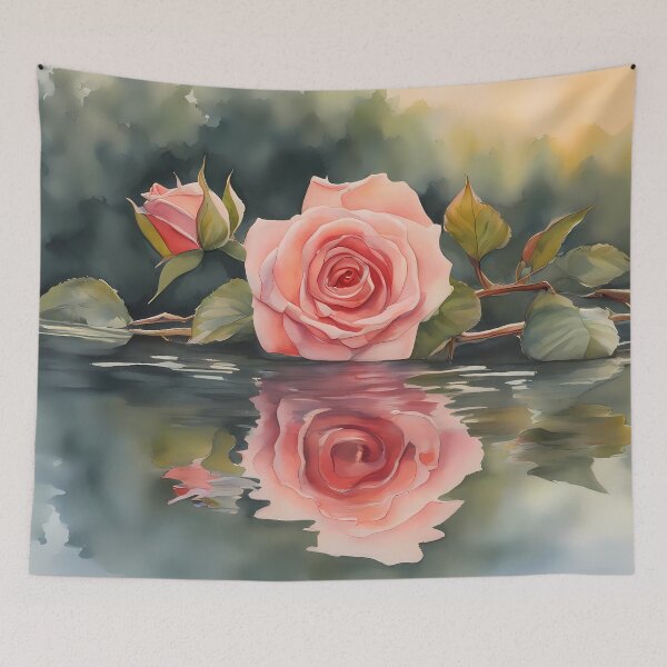Item preview, Pink Rose with Bud Floating in River designed and sold by CalmnessbyChoice.