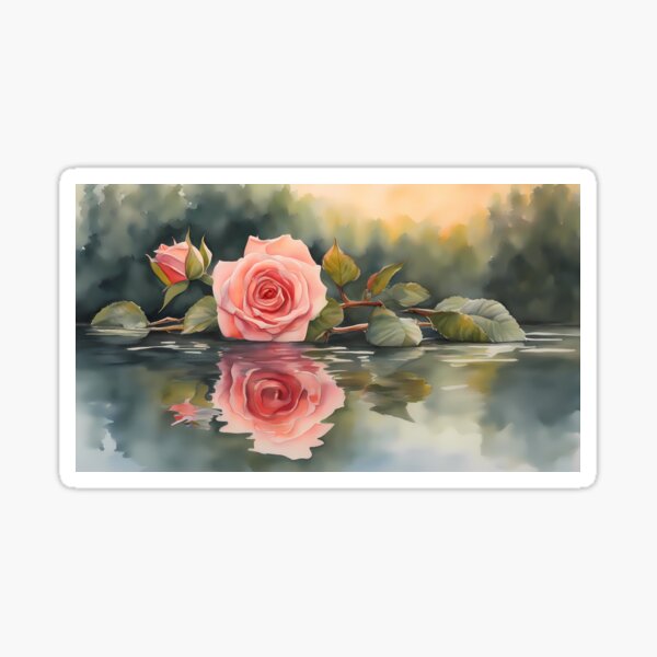 Item preview, Pink Rose with Bud Floating in River designed and sold by BookCovered.